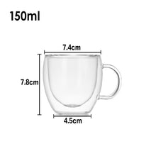 Load image into Gallery viewer, Heat Resistant Double Wall Glass Coffee/Tea Cups And Mugs  Travel Double Coffee Mugs With The Handle Mugs Drinking  Shot Glasses