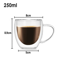 Load image into Gallery viewer, Heat Resistant Double Wall Glass Coffee/Tea Cups And Mugs  Travel Double Coffee Mugs With The Handle Mugs Drinking  Shot Glasses