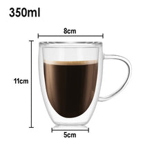 Load image into Gallery viewer, Heat Resistant Double Wall Glass Coffee/Tea Cups And Mugs  Travel Double Coffee Mugs With The Handle Mugs Drinking  Shot Glasses
